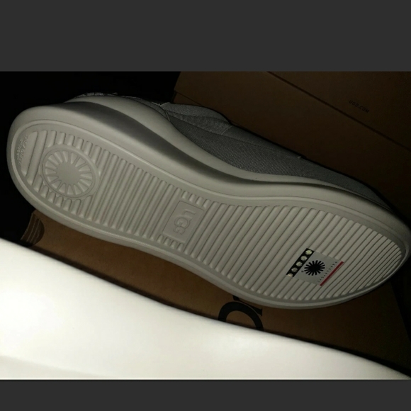 Women's NIB Sz 9.5 UGG AUSTRALIA Silver&White NO-LACE Platform SNEAKER, Shoes - Picture 7 of 10